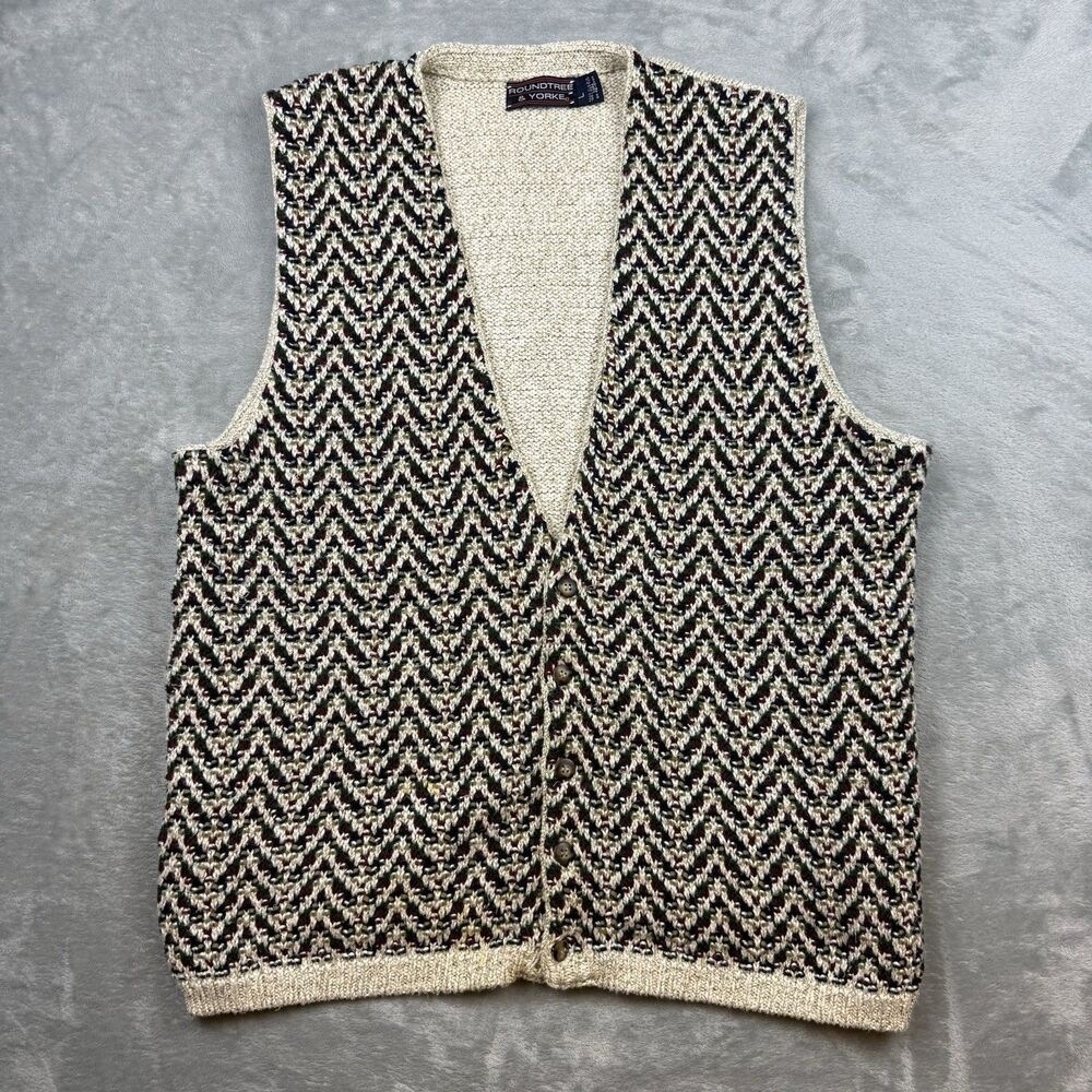 Vintage Roundtree & Yorke Men’s Large USA Made Chevron Knit Sweater Vest